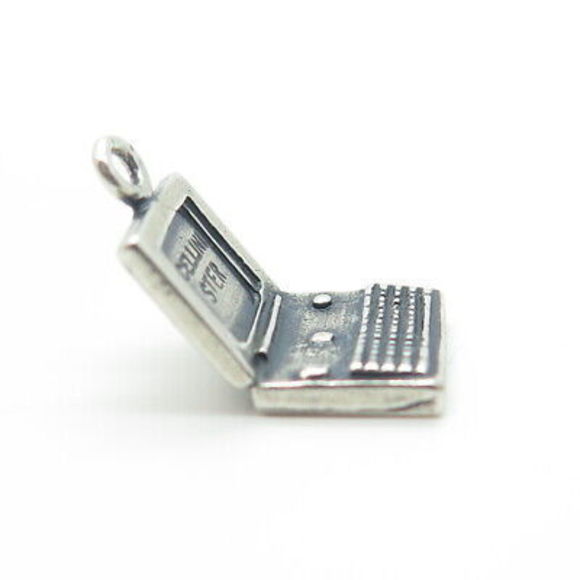 925 Sterling Silver Vintage Cellini Retro Personal Computer Charm Pendant - Picture 7 of 8